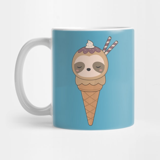 Kawaii Cute Sloth Ice Cream T-Shirt by happinessinatee